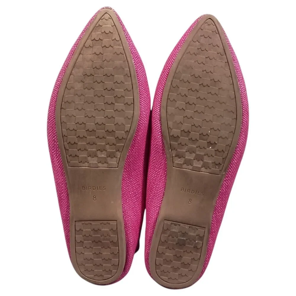 Birdies The Goldfinch Raffia Flats Shoes Pointed Toe Bow Pink Womens 8